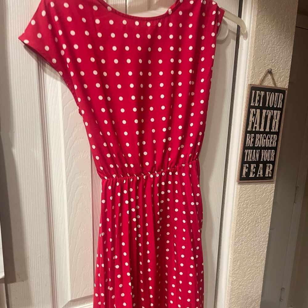 Red and white polkadot 50 styles dress